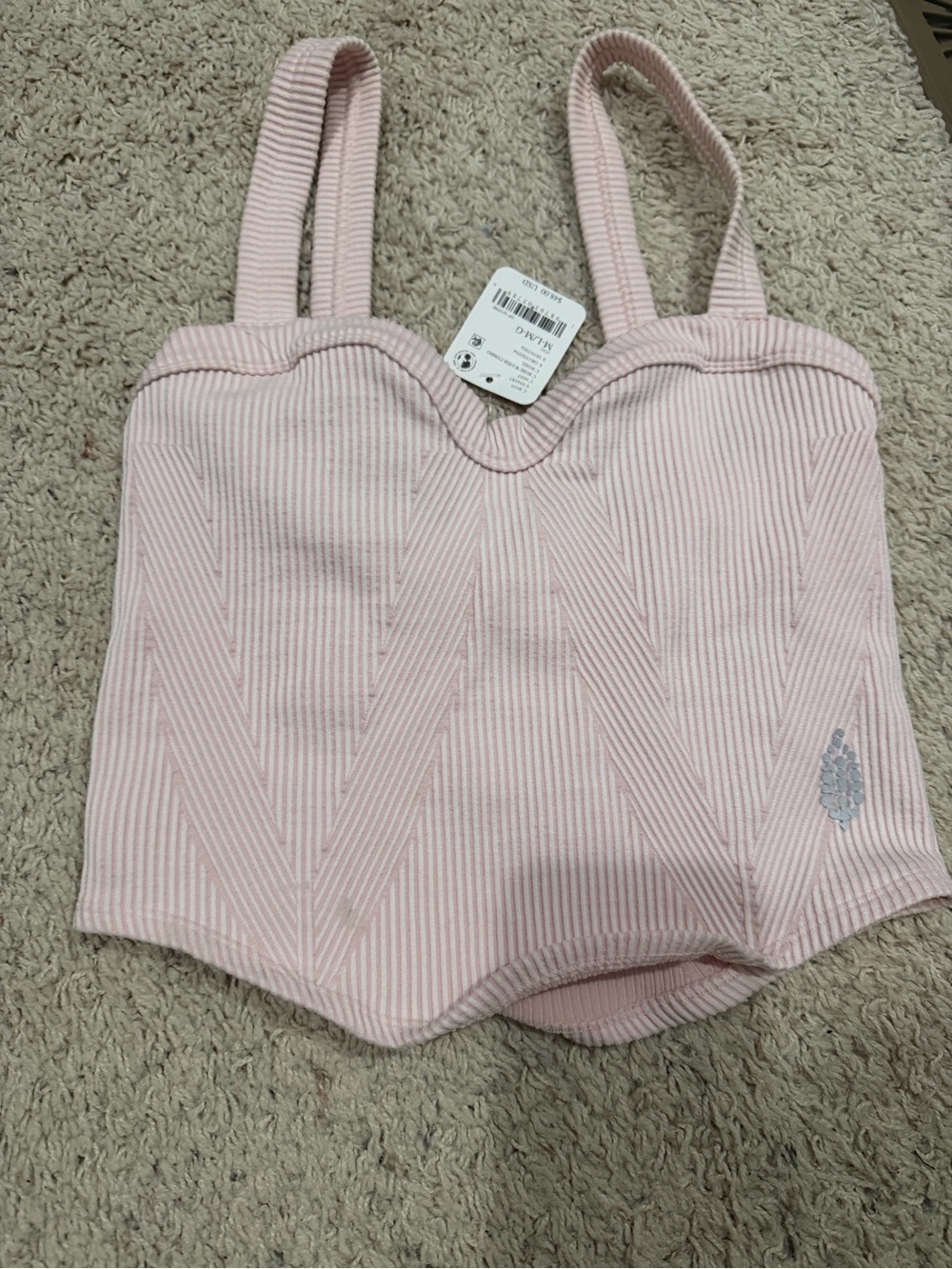 Pink Ribbed Corset-Style Women's Top